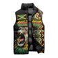 Personalized Jamaican Reggae-One Love Sleeveless Puffer Jacket Tribal African Pattern and Roaring Lion - African Pride
