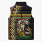 Personalized Jamaican Reggae-One Love Sleeveless Puffer Jacket Tribal African Pattern and Roaring Lion - African Pride