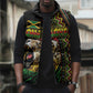 Personalized Jamaican Reggae-One Love Sleeveless Puffer Jacket Tribal African Pattern and Roaring Lion - African Pride
