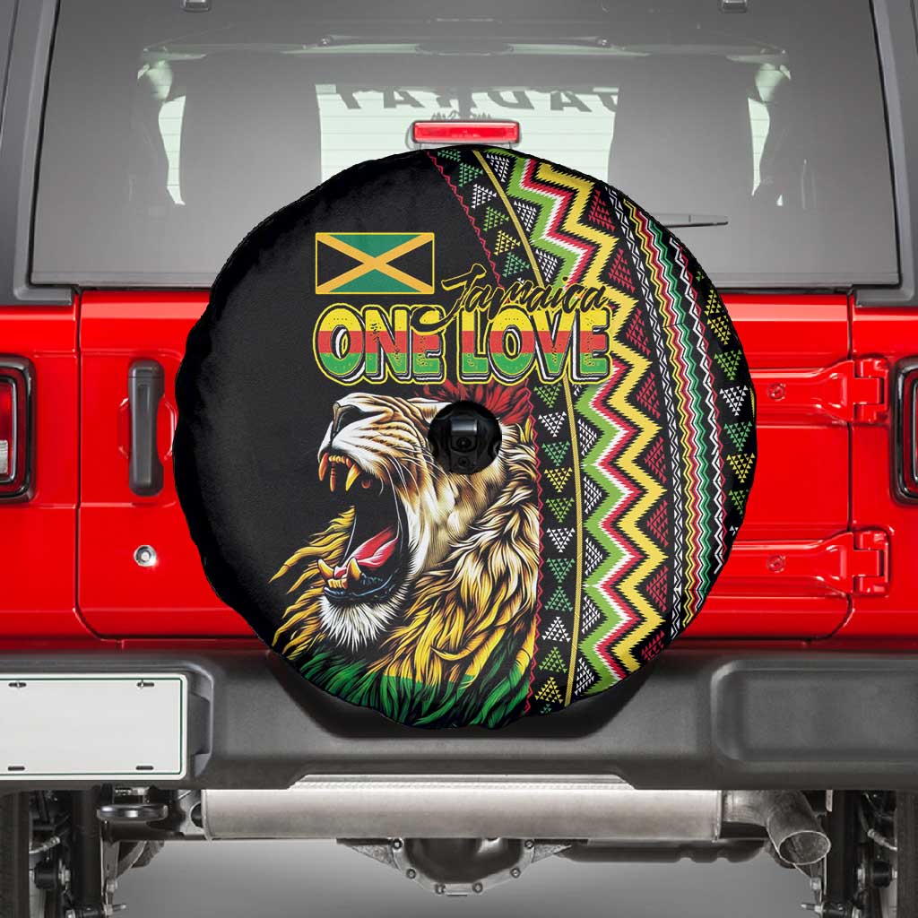 Jamaican Reggae-One Love Spare Tire Cover Tribal African Pattern and Roaring Lion - African Pride