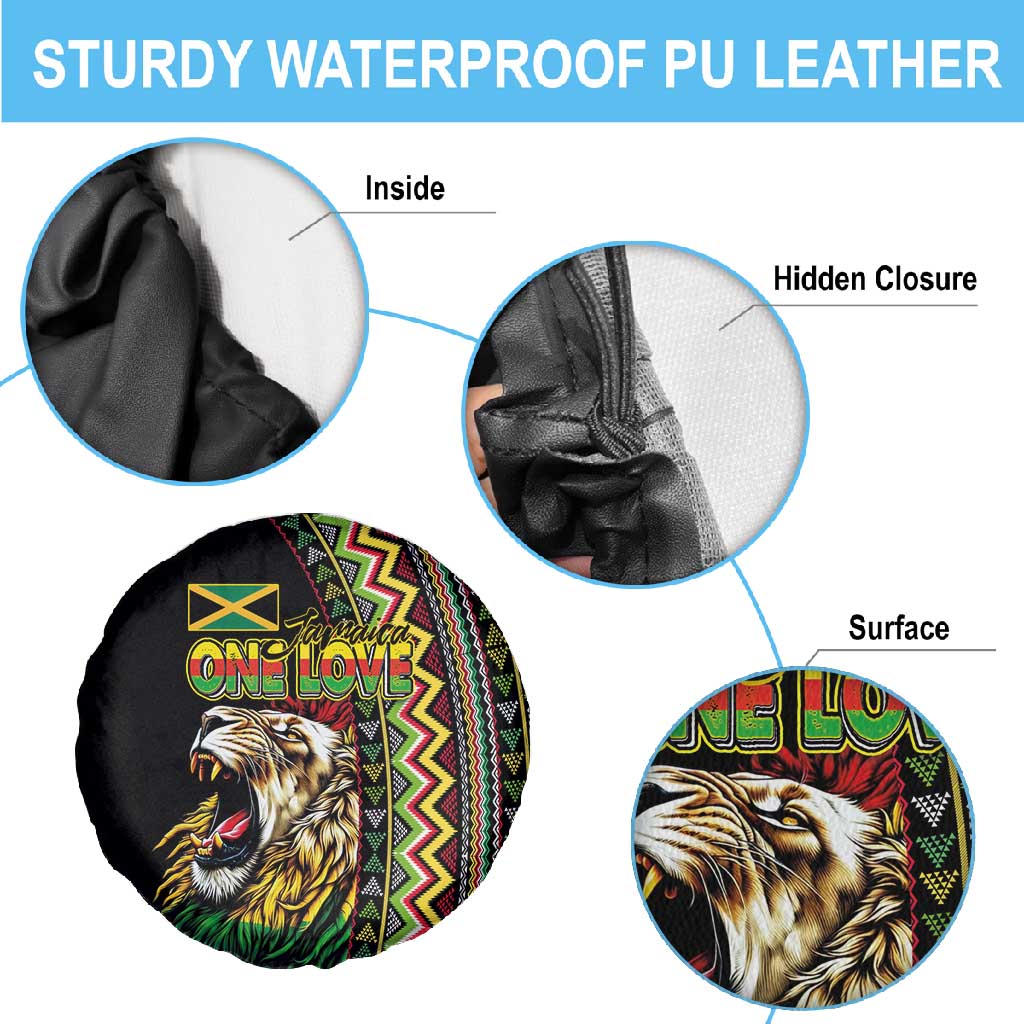 Jamaican Reggae-One Love Spare Tire Cover Tribal African Pattern and Roaring Lion - African Pride