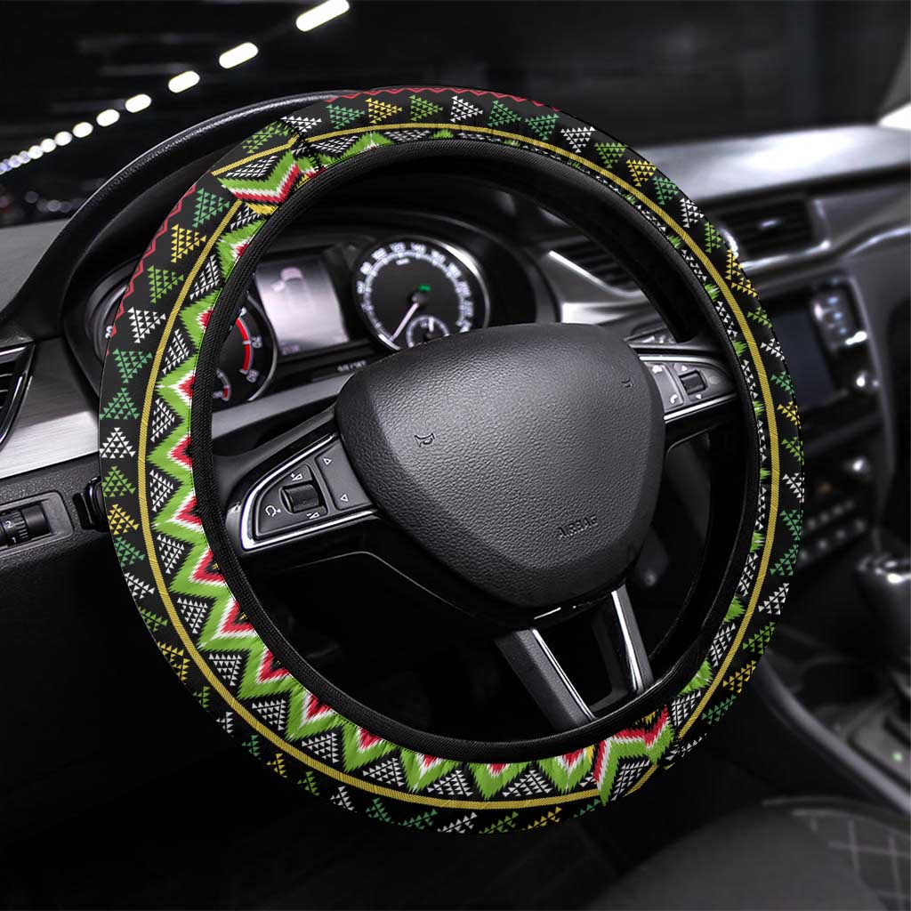 Jamaican Reggae-One Love Steering Wheel Cover Tribal African Pattern and Roaring Lion - African Pride