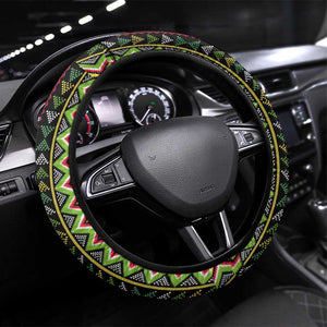 Jamaican Reggae-One Love Steering Wheel Cover Tribal African Pattern and Roaring Lion - African Pride