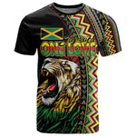 Personalized Jamaican Reggae-One Love T shirt Tribal African Pattern and Roaring Lion - African Pride