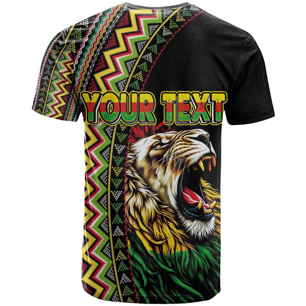 Personalized Jamaican Reggae-One Love T shirt Tribal African Pattern and Roaring Lion - African Pride