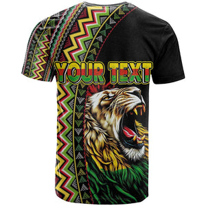Personalized Jamaican Reggae-One Love T shirt Tribal African Pattern and Roaring Lion - African Pride