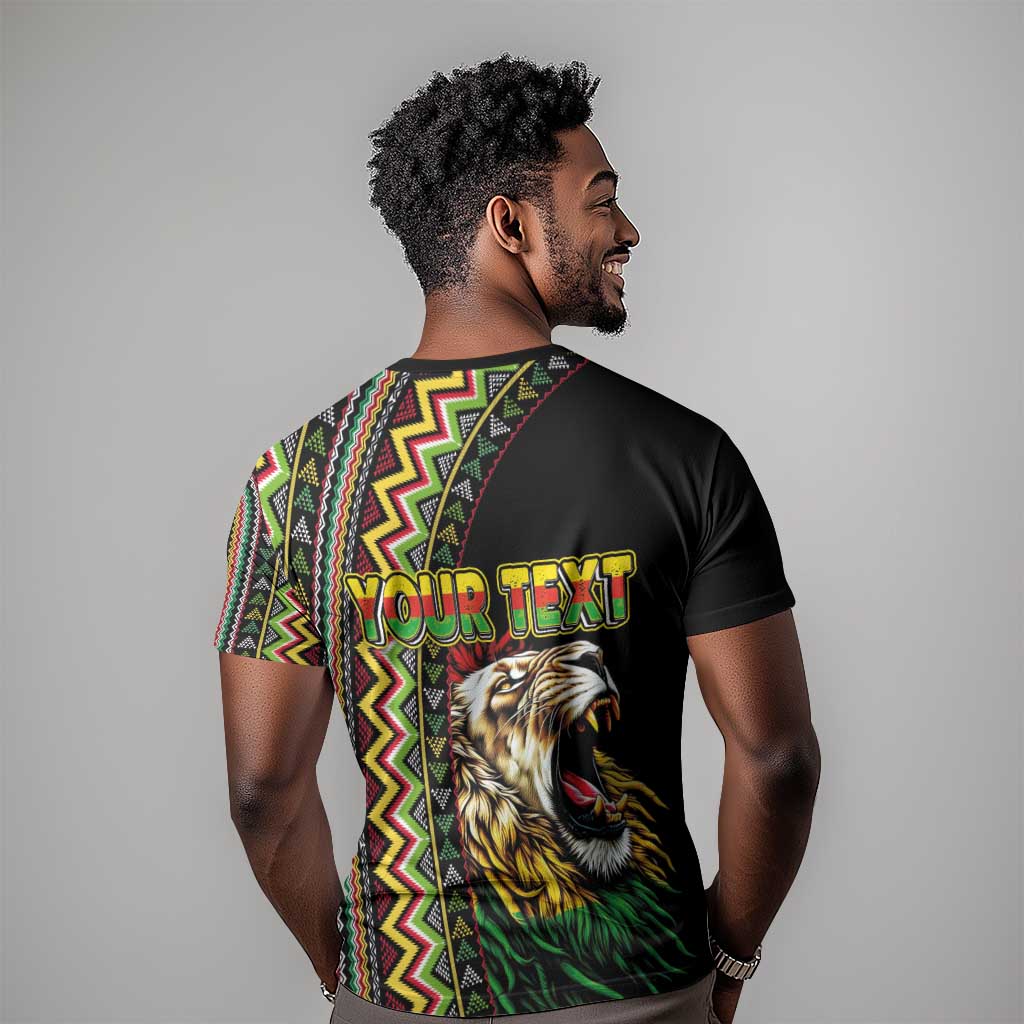 Personalized Jamaican Reggae-One Love T shirt Tribal African Pattern and Roaring Lion - African Pride