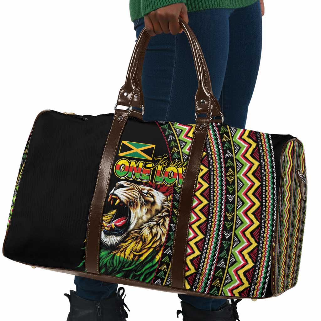 Jamaican Reggae-One Love Travel Bag Tribal African Pattern and Roaring Lion - African Pride