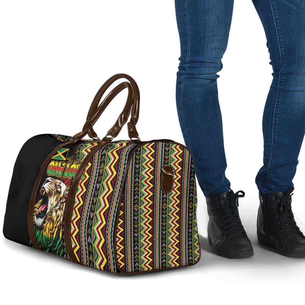 Jamaican Reggae-One Love Travel Bag Tribal African Pattern and Roaring Lion - African Pride