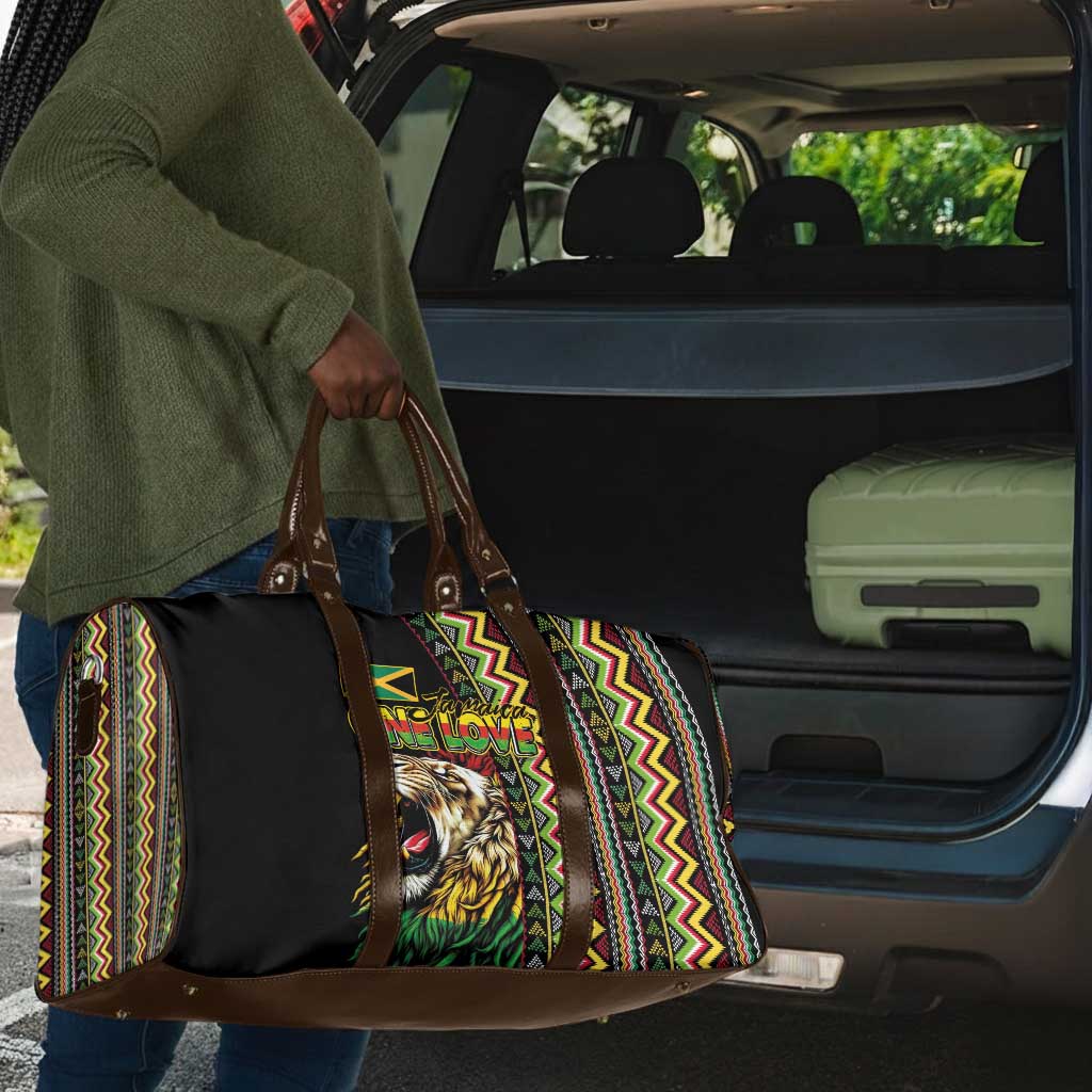 Jamaican Reggae-One Love Travel Bag Tribal African Pattern and Roaring Lion - African Pride