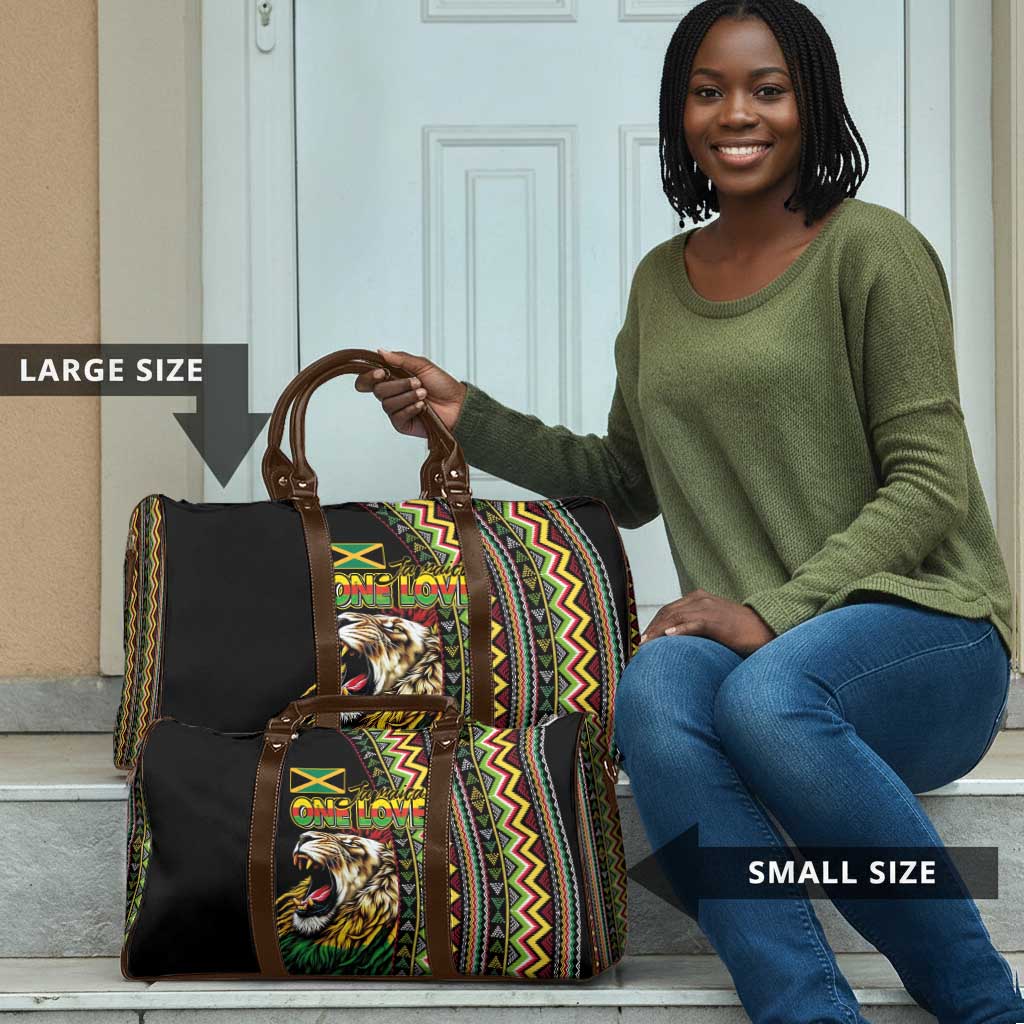 Jamaican Reggae-One Love Travel Bag Tribal African Pattern and Roaring Lion - African Pride