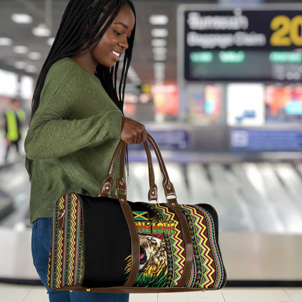Jamaican Reggae-One Love Travel Bag Tribal African Pattern and Roaring Lion - African Pride