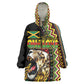 Personalized Jamaican Reggae-One Love Wearable Blanket Hoodie Tribal African Pattern and Roaring Lion - African Pride