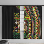 Jamaican Reggae-One Love Window Curtain Tribal African Pattern and Roaring Lion - African Pride