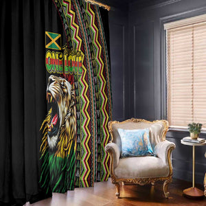 Jamaican Reggae-One Love Window Curtain Tribal African Pattern and Roaring Lion - African Pride