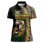 Personalized Jamaican Reggae-One Love Women Polo Shirt Tribal African Pattern and Roaring Lion - African Pride