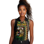 Personalized Jamaican Reggae-One Love Women Sleeveless Polo Shirt Tribal African Pattern and Roaring Lion - African Pride