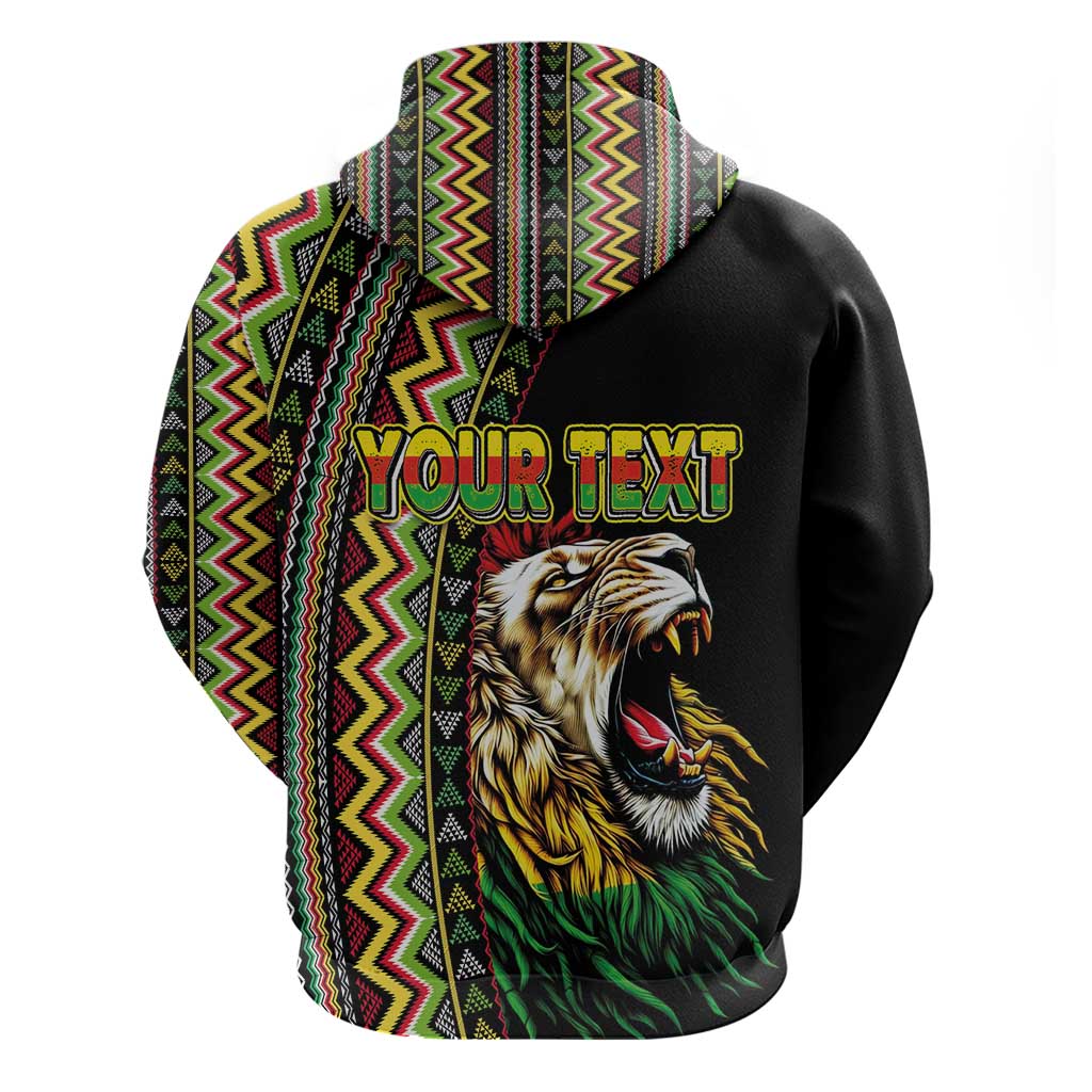 Personalized Jamaican Reggae-One Love Zip Hoodie Tribal African Pattern and Roaring Lion - African Pride