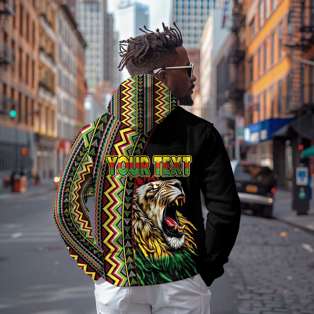 Personalized Jamaican Reggae-One Love Zip Hoodie Tribal African Pattern and Roaring Lion - African Pride