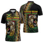 Personalized Jamaican Reggae-One Love Zipper Polo Shirt Tribal African Pattern and Roaring Lion - African Pride