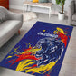 DR Congo Football Leopard Mascot Area Rug Fierce Leopard Art National Flag Colors