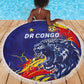 DR Congo Football Leopard Mascot Beach Blanket Fierce Leopard Art National Flag Colors