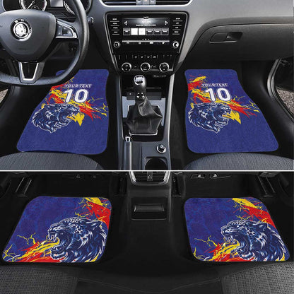 Custom DR Congo Football Leopard Mascot Car Mats Fierce Leopard Art National Flag Colors