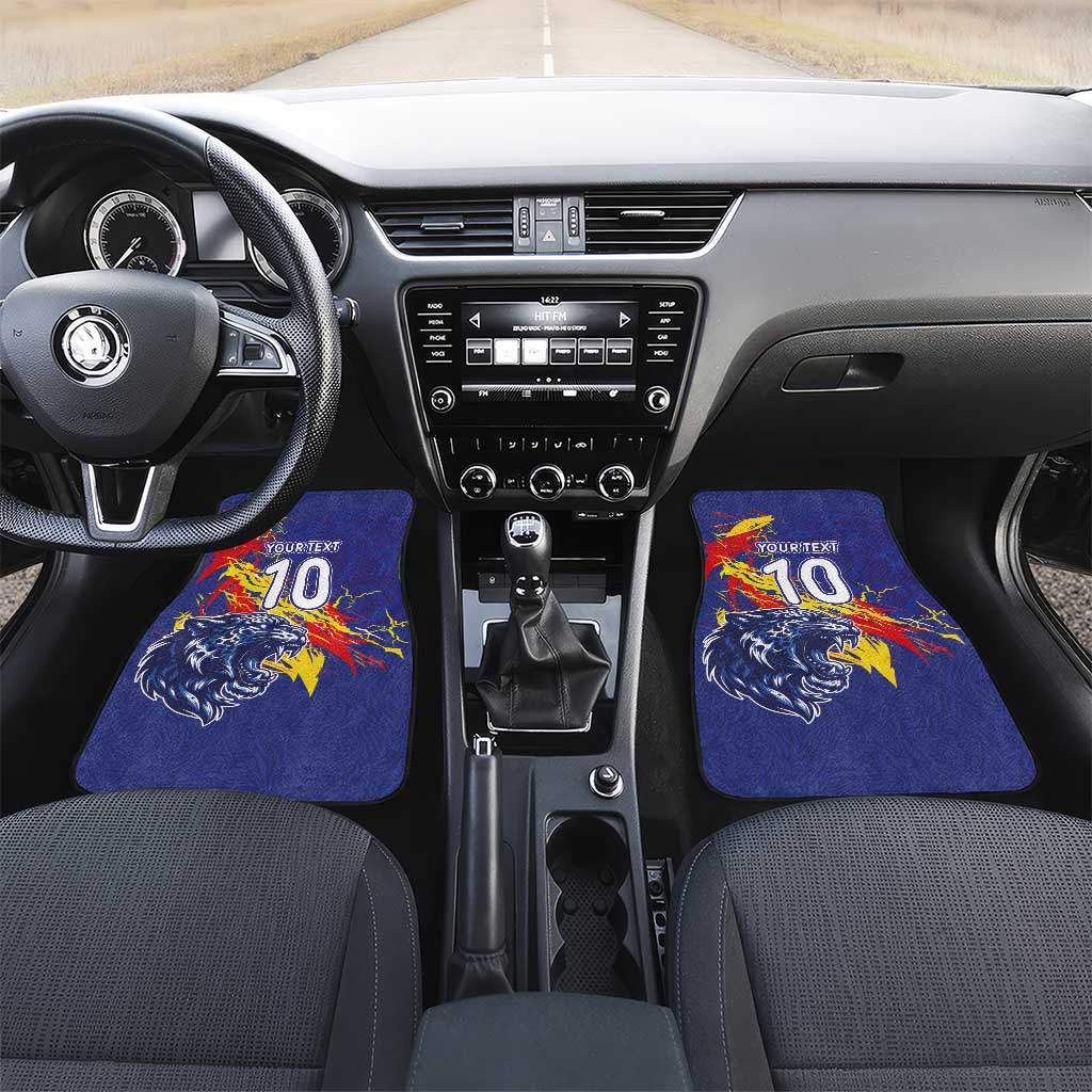 Custom DR Congo Football Leopard Mascot Car Mats Fierce Leopard Art National Flag Colors