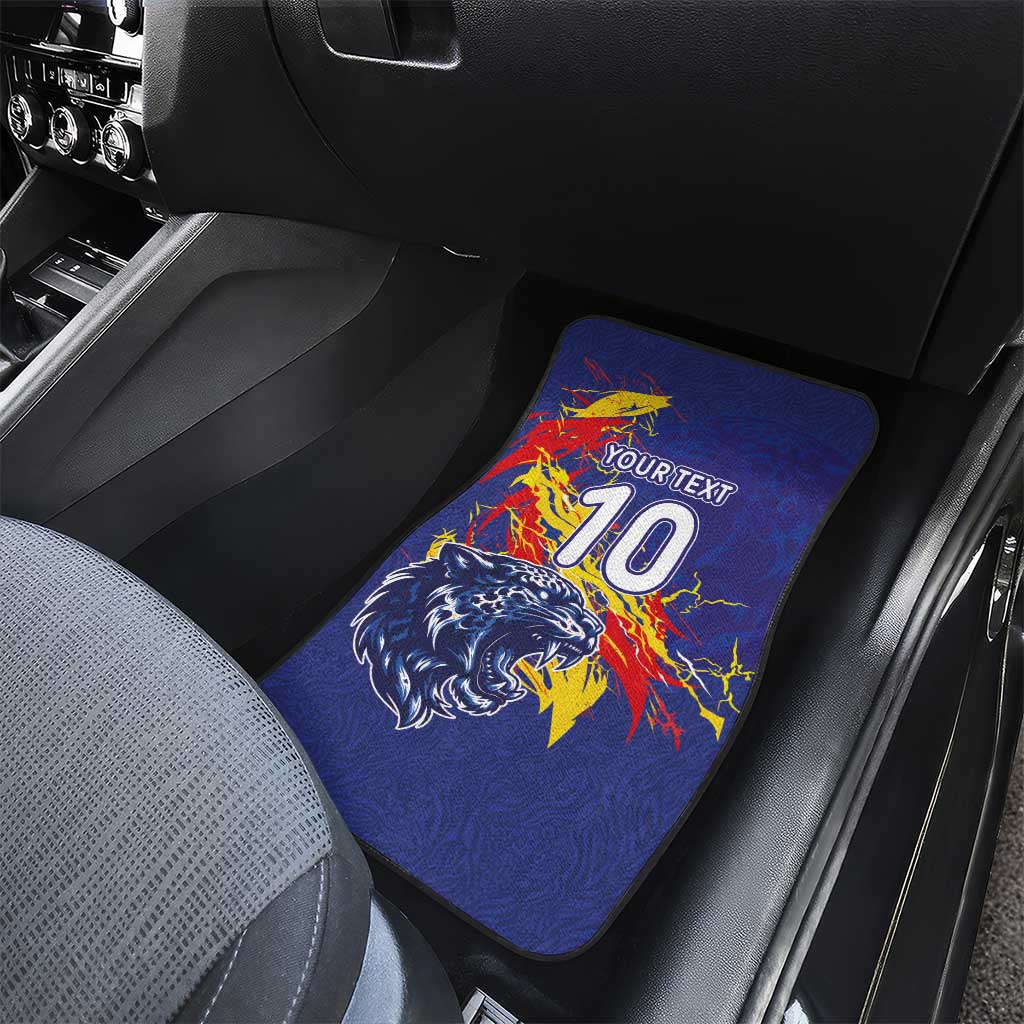 Custom DR Congo Football Leopard Mascot Car Mats Fierce Leopard Art National Flag Colors