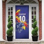 Custom DR Congo Football Leopard Mascot Door Cover Fierce Leopard Art National Flag Colors