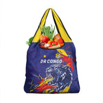 DR Congo Football Leopard Mascot Grocery Bag Fierce Leopard Art National Flag Colors