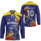 Custom DR Congo Football Leopard Mascot Hockey Jersey Fierce Leopard Art National Flag Colors