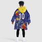 Custom DR Congo Football Leopard Mascot Kid Wearable Blanket Hoodie Fierce Leopard Art National Flag Colors
