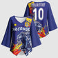 Custom DR Congo Football Leopard Mascot Kimono Sleeve Blouse Fierce Leopard Art National Flag Colors