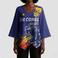 Custom DR Congo Football Leopard Mascot Kimono Sleeve Blouse Fierce Leopard Art National Flag Colors