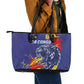DR Congo Football Leopard Mascot Leather Tote Bag Fierce Leopard Art National Flag Colors