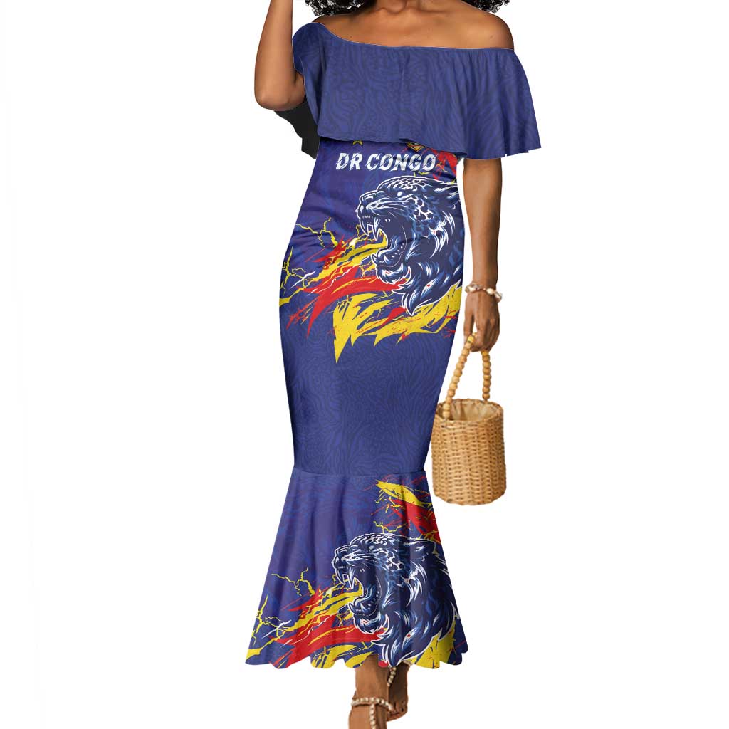 Custom DR Congo Football Leopard Mascot Mermaid Dress Fierce Leopard ...
