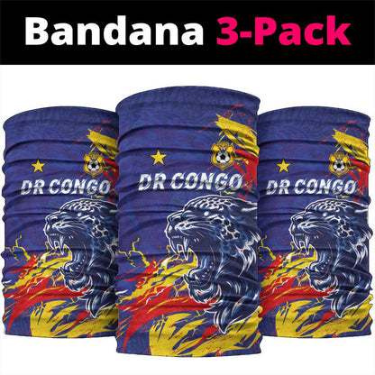 DR Congo Football Leopard Mascot Neck Gaiter Fierce Leopard Art National Flag Colors