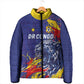 Custom DR Congo Football Leopard Mascot Padded Jacket Fierce Leopard Art National Flag Colors