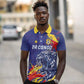 Custom DR Congo Football Leopard Mascot Polo Shirt Fierce Leopard Art National Flag Colors
