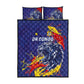 DR Congo Football Leopard Mascot Quilt Bed Set Fierce Leopard Art National Flag Colors