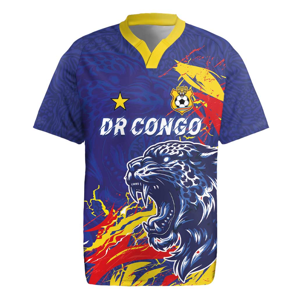 Custom DR Congo Football Leopard Mascot Rugby Jersey Fierce Leopard Art ...