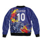 Custom DR Congo Football Leopard Mascot Sleeve Zip Bomber Jacket Fierce Leopard Art National Flag Colors