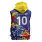 Custom DR Congo Football Leopard Mascot Sleeveless Hoodie Fierce Leopard Art National Flag Colors
