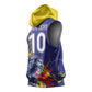 Custom DR Congo Football Leopard Mascot Sleeveless Hoodie Fierce Leopard Art National Flag Colors