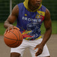 Custom DR Congo Football Leopard Mascot Sleeveless Hoodie Fierce Leopard Art National Flag Colors