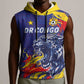 Custom DR Congo Football Leopard Mascot Sleeveless Hoodie Fierce Leopard Art National Flag Colors