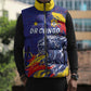Custom DR Congo Football Leopard Mascot Sleeveless Puffer Jacket Fierce Leopard Art National Flag Colors