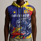 Custom DR Congo Football Leopard Mascot Sleeveless Zip Hoodie Fierce Leopard Art National Flag Colors