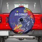 DR Congo Football Leopard Mascot Spare Tire Cover Fierce Leopard Art National Flag Colors